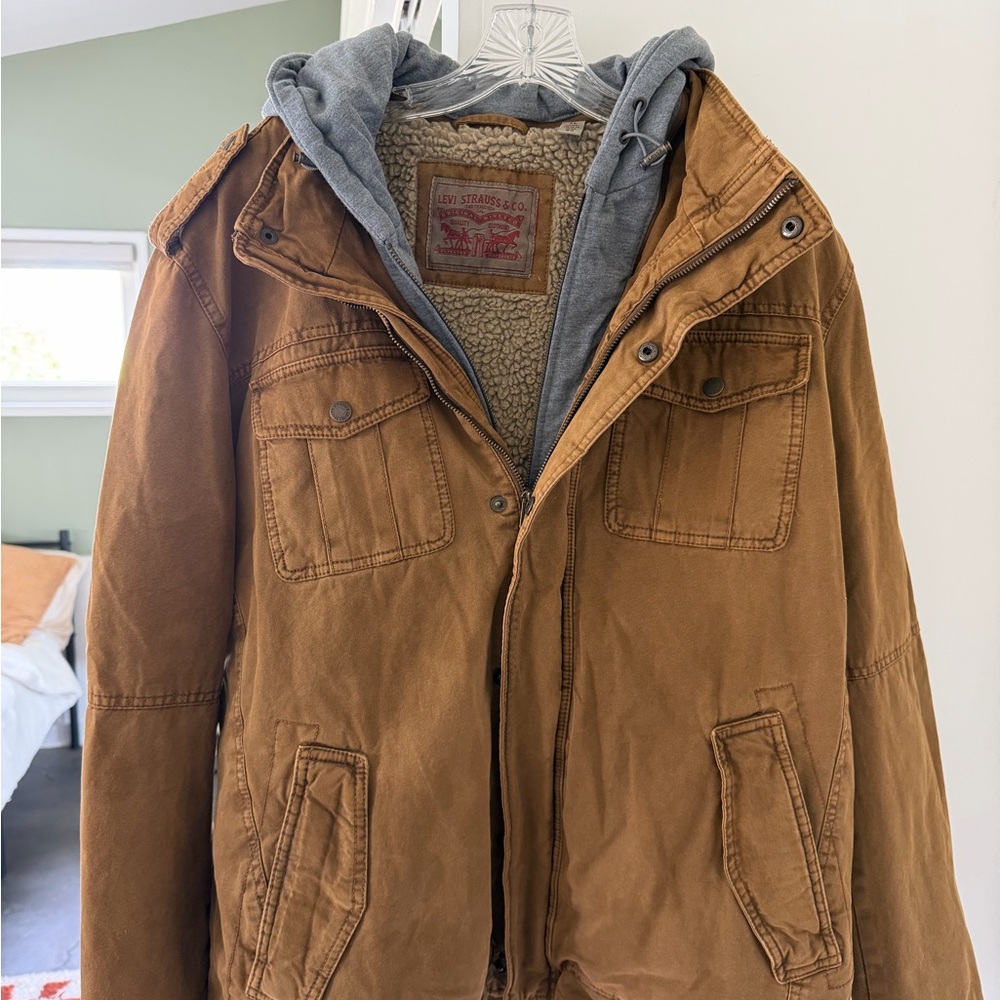 Levi's Tan Field Jacket with Gray Hood